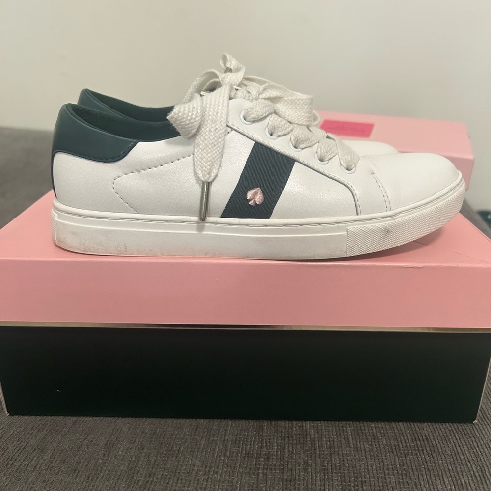 Kate Spade White and Black Sneakers with Heart Detail